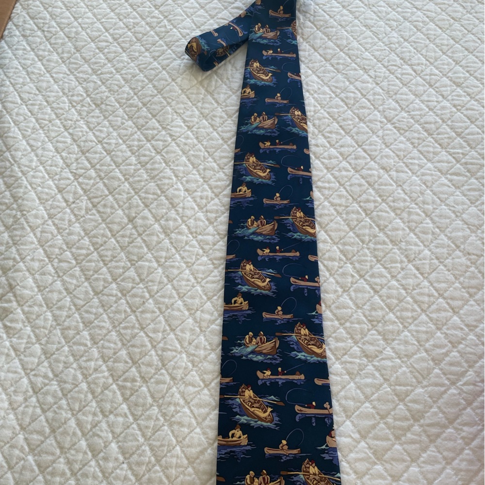 Museum of Fine Art Boston Silk Navy Boats Tie Italy